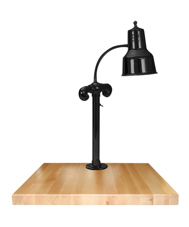 Trạm cắt thịt đèn nhiệt một bóng đen Hanson Heat Lamps SLM/MB-2424/B 61 x 51 cm với đế gỗ phong