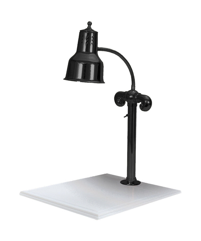 Trạm cắt thịt đèn nhiệt một bóng đen Hanson Heat Lamps SLM/WB/B 46 x 51 cm với đế trắng đặc