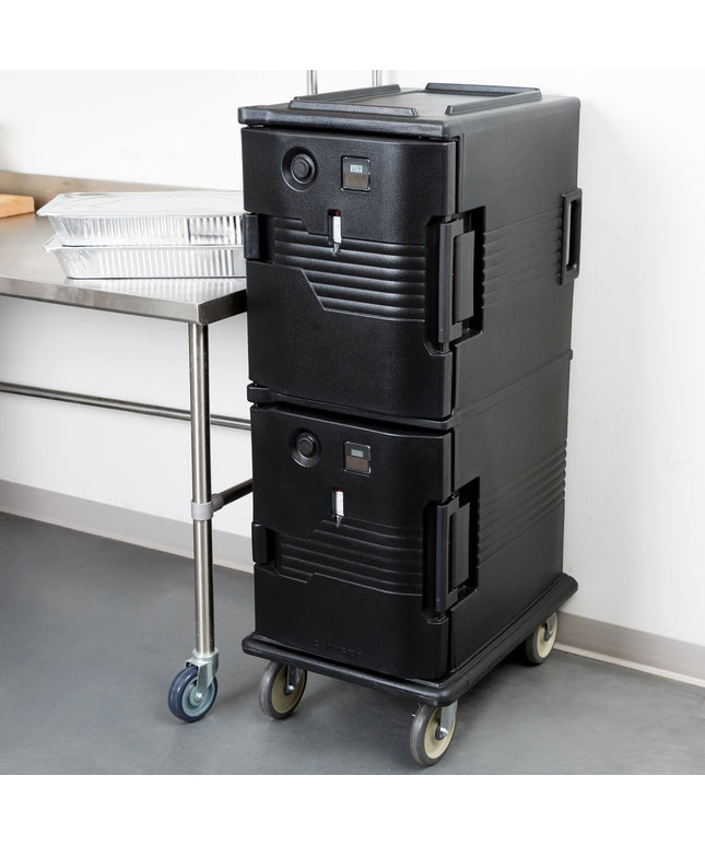 Thùng giữ nhiệt thực phẩm Cambro UPCH800110 Ultra Camcart® đen điện Hot thực phẩm tủ giữ nóng in Fahrenheit - 110V