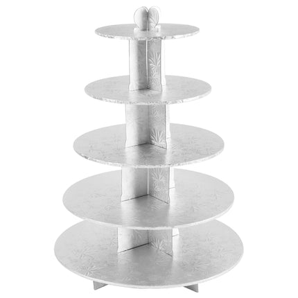 Giá trưng bày cupcake 5 tầng dùng một lần bạc Enjay CS-5T-SILVER - Thùng 6 cái