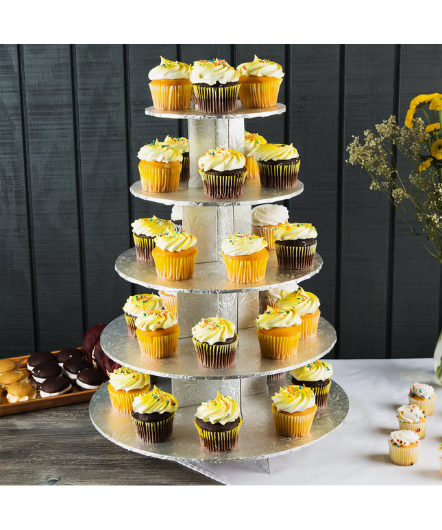 Giá trưng bày cupcake 5 tầng dùng một lần bạc Enjay CS-5T-SILVER - Thùng 6 cái