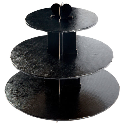 Đế bánh dùng một lần Enjay CS-BLACK 3-Tier dùng một lần đen Cupcake Treat chân đỡ - Thùng 6 cái