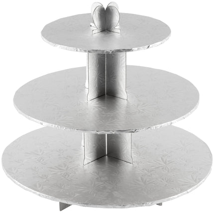 Đế bánh cupcake 3 tầng dùng một lần Enjay CS-SILVER màu bạc - Thùng 6 bộ