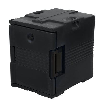 Hộp vận chuyển thực phẩm giữ nhiệt Cambro Ultra Pan Carrier màu đen nạp trước - Chứa tối đa 6 khay cỡ đầy đủ