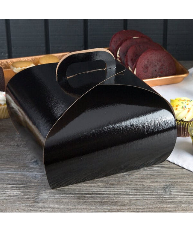 Hộp cupcake tulip Enjay B-TULIPQUADBLACK 20,3 x 20,3 x 16,5 cm đen kèm khay lót 4 ngăn - Thùng 100 cái