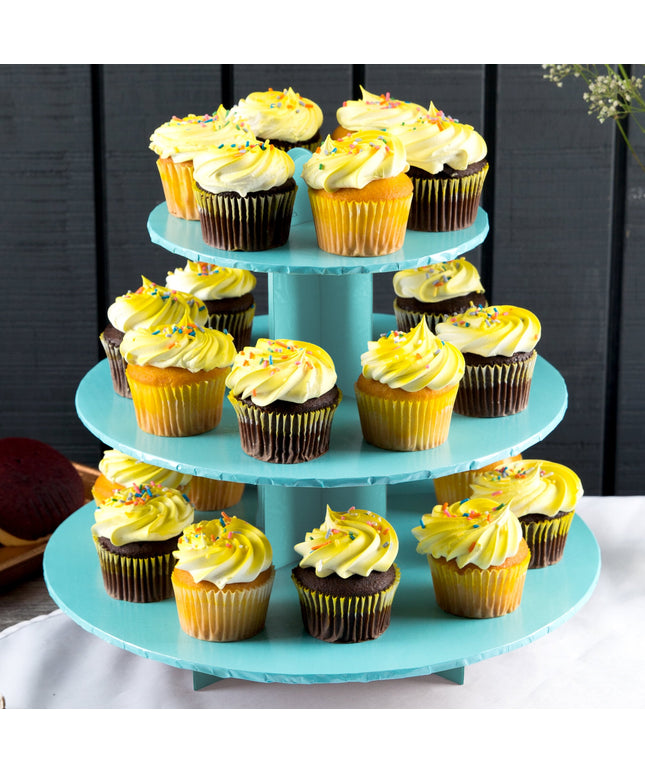 Kệ bánh cupcake dùng một lần 3 tầng Enjay CS-BLUE màu xanh - Thùng 6 cái