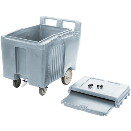 Thùng đá di động Cambro ICS125LB401 SlidingLid™ xanh xám di động thùng đá - 56,7 kg dung tích