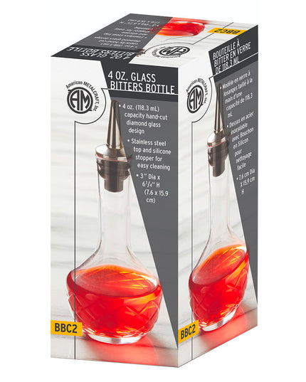 Chai Rót Bitters American Metalcraft BBC2 120 ml Nắp Dasher Thép Không Gỉ/Silicon