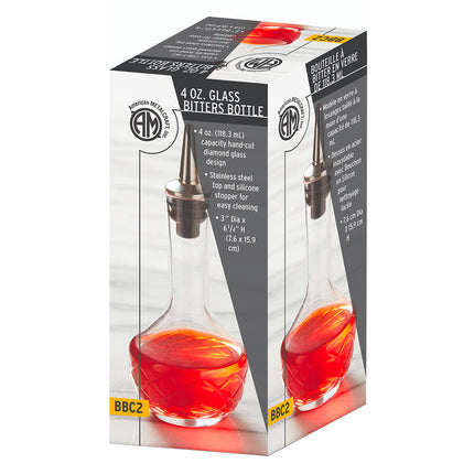 Chai Rót Bitters American Metalcraft BBC2 120 ml Nắp Dasher Thép Không Gỉ/Silicon