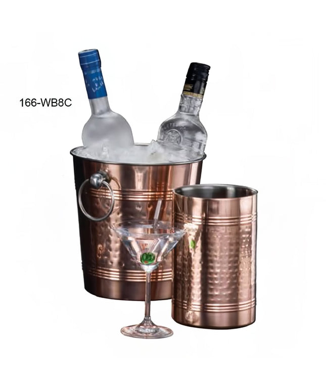 Xô Đựng Rượu Vang American Metalcraft WB8C 21.3 cm Hoàn Thiện Vân Búa Đồng/Thép Không Gỉ