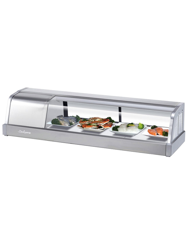 Tủ trưng bày sushi làm lạnh kính cong inox Turbo Air SAK-50L-N 127 cm - máy nén bên trái