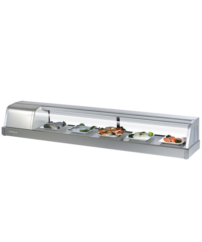 Tủ mát trưng bày sushi kính cong thép không gỉ Turbo Air SAK70L-N 178 cm - máy nén bên trái