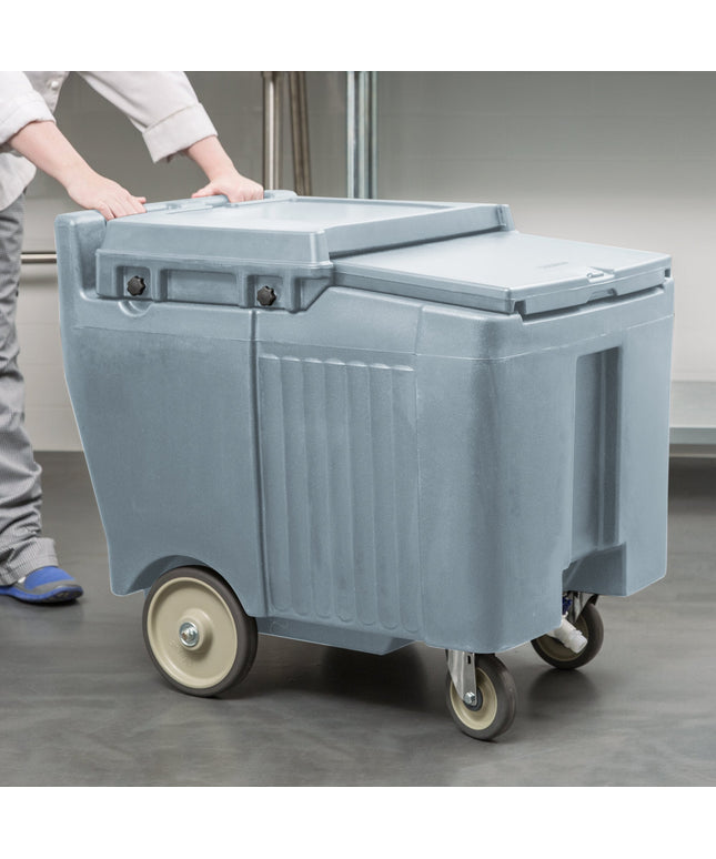 Thùng đá di động Cambro ICS125LB401 SlidingLid™ xanh xám di động thùng đá - 56,7 kg dung tích