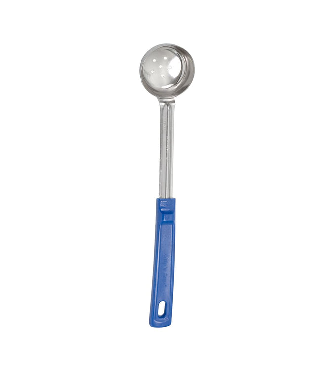 Muỗng Chia Phần Có Lỗ Vollrath 62155 59 ml Tay Cầm Poly Màu Xanh Dương Thép Không Gỉ