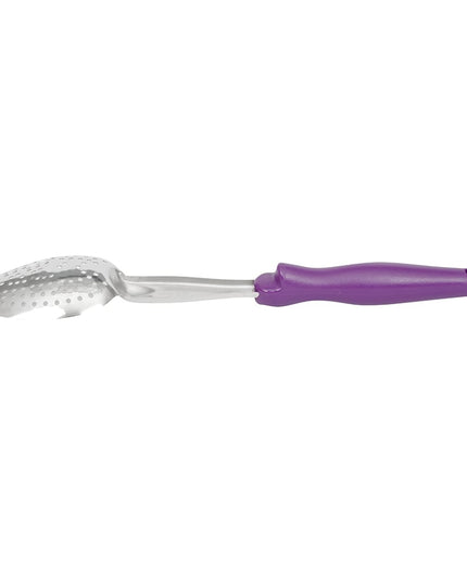 Thìa Dội Có Lỗ Vollrath 6414280 35.6 cm Tay Cầm Tím Công Thái Học - Thép Không Gỉ