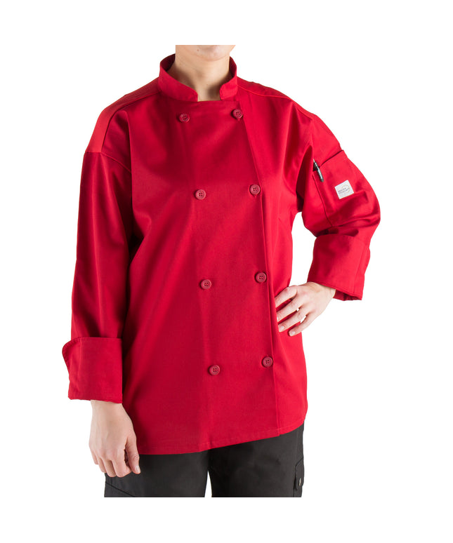 Áo bếp unisex tay dài lưng lưới Mercer Culinary Millennia Air M60017RD đỏ, tùy chỉnh - size 2XL