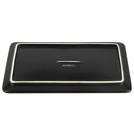 Đồ đựng sushi Acopa 25,4 cm x 14,6 cm chữ nhật mờ đen đĩa phẳng gốm sứ - Thùng 12 cái