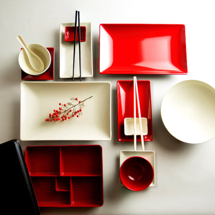 Đĩa chữ nhật melamine hai tông màu Elite Global Solutions JW952T Karma 13 x 23 cm, cát đen - Thùng 6 cái