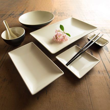 Đĩa chữ nhật melamine hai tông màu Elite Global Solutions JW952T Karma 13 x 23 cm, cát đen - Thùng 6 cái
