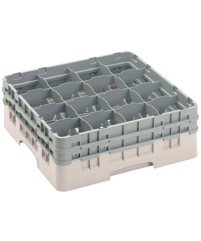 Giá đựng ly 16 ngăn màu be Cambro Camrack 16S534184 cỡ đầy đủ cao 15,6 cm