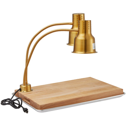 Bộ trạm cắt thịt Avantco đèn nhiệt tay đôi vàng 61 cm, thớt và khay hứng - 120V, 500W