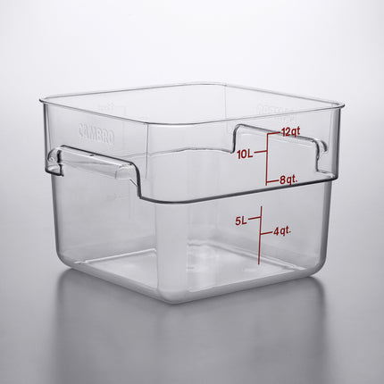 Hộp đựng thực phẩm nhựa polycarbonate vuông trong suốt Cambro CamSquares® Classic 11,4 lít 12SFSCW