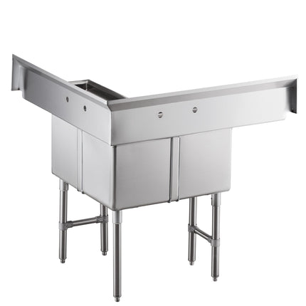 Bồn rửa 3 ngăn góc inox hai bàn ráo nước 36 cm Regency 113 cm