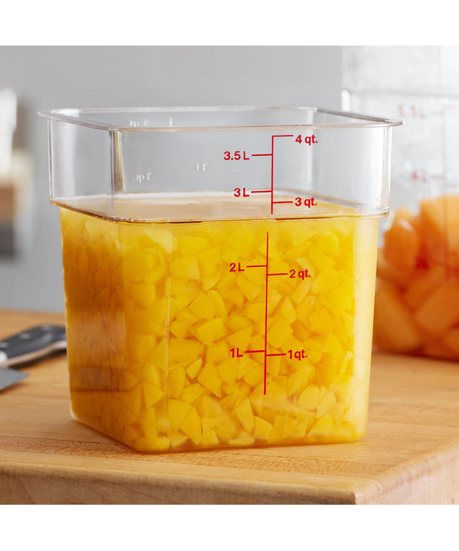 Hộp đựng thực phẩm nhựa polycarbonate vuông trong suốt Cambro CamSquares® Classic 3,8 lít 4SFSCW-135