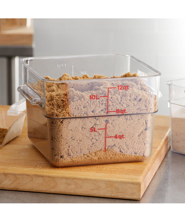 Hộp đựng thực phẩm nhựa polycarbonate vuông trong suốt Cambro CamSquares® Classic 11,4 lít 12SFSCW