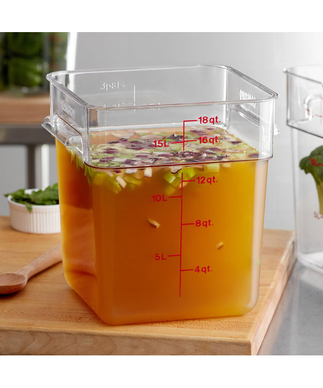 Hộp đựng thực phẩm nhựa polycarbonate vuông trong suốt Cambro CamSquares® Classic 17 lít 18SFSCW