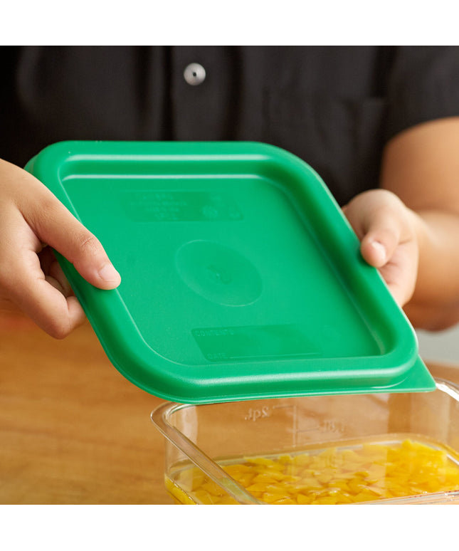 Nắp hộp đựng thực phẩm nhựa polyethylene vuông xanh lá Cambro CamSquares® 1,9 và 3,8 lít