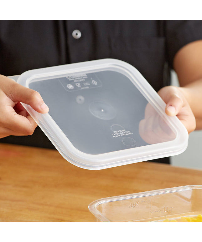 Nắp kín hộp đựng thực phẩm nhựa PP vuông trong mờ Cambro CamSquares® 1,9 và 3,8 lít