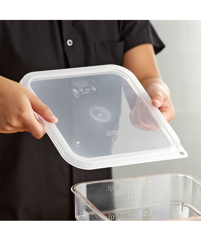 Nắp kín hộp đựng thực phẩm nhựa PP vuông trong mờ Cambro CamSquares® 5,7 và 7,6 lít