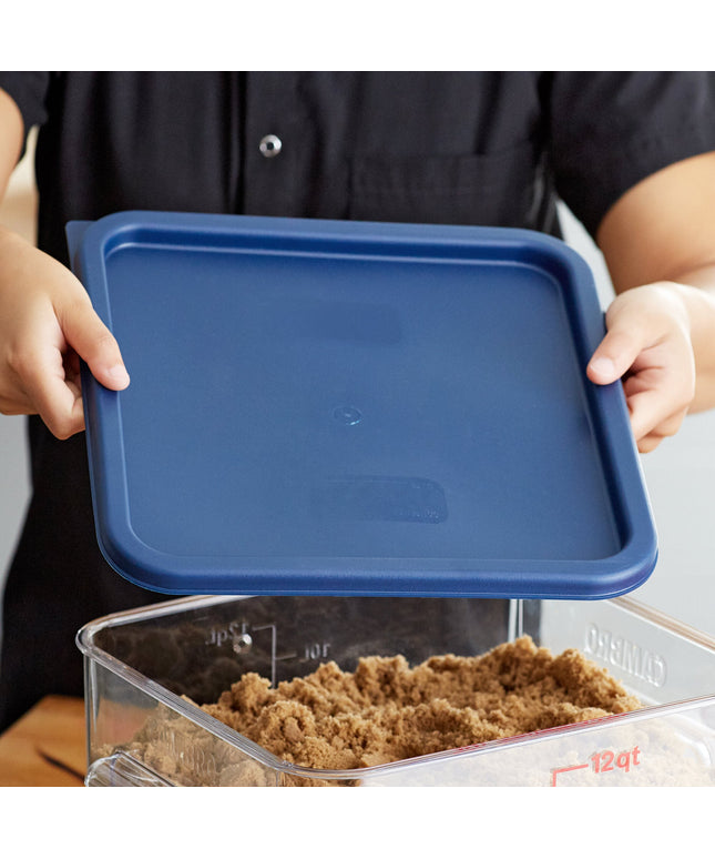 Nắp hộp đựng thực phẩm nhựa polyethylene vuông xanh dương Cambro CamSquares® 11,4, 17 và 20,8 lít