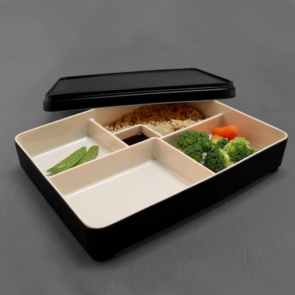 Nắp hộp bento nhựa melamine hai màu mun và cát Elite Global Solutions JWL11852T Karma 29 x 22 cm