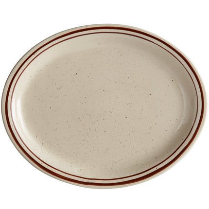 Đĩa bầu dục gốm sứ vân sần nâu viền hẹp Acopa 34 x 26 cm - Thùng 12 cái