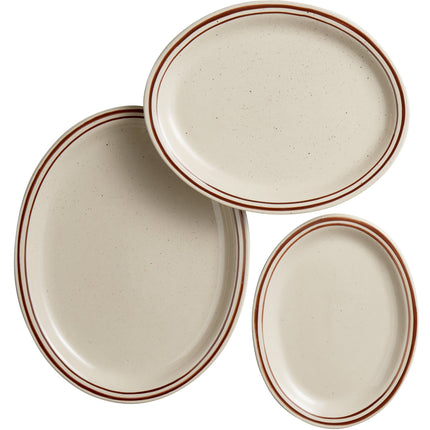 Đĩa bầu dục gốm sứ vân sần nâu viền hẹp Acopa 34 x 26 cm - Thùng 12 cái