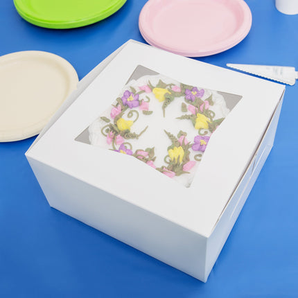 Hộp giấy đựng bánh có cửa sổ màu trắng 25 x 25 x 13 cm - Gói 10 cái