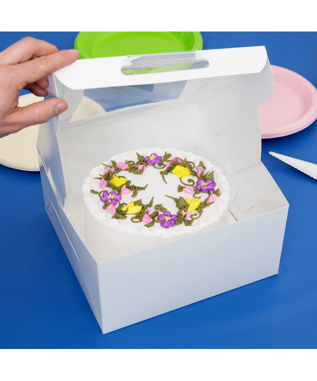 Hộp giấy đựng bánh có cửa sổ màu trắng 25 x 25 x 13 cm - Gói 10 cái