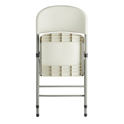 Ghế gấp đúc phun định hình màu hạnh nhân Lancaster Table & Seating với khung than và chân xám xanh