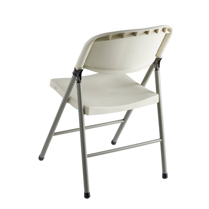 Ghế gấp đúc phun định hình màu hạnh nhân Lancaster Table & Seating với khung than và chân xám xanh