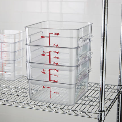Hộp đựng thực phẩm nhựa polycarbonate vuông trong suốt Cambro CamSquares® Classic 11,4 lít 12SFSCW