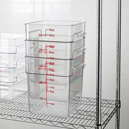 Hộp đựng thực phẩm nhựa polycarbonate vuông trong suốt Cambro CamSquares® Classic 17 lít 18SFSCW