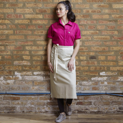 Tạp dề bistro vải canvas 100% cotton có thể tùy chỉnh Uncommon Chef 3119 Marvel be cát, dây viền tự nhiên và 1 túi