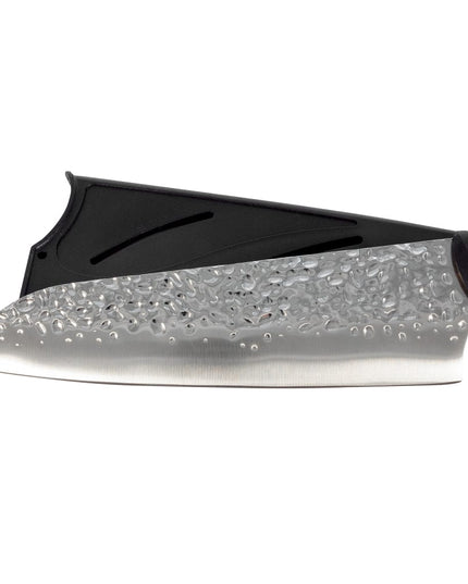 Dao Santoku Kai AB7064 17.8 cm Cán Mềm Đen Lưỡi Thép Không Gỉ