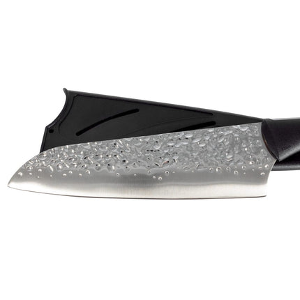 Dao Santoku Kai AB7064 17.8 cm Cán Mềm Đen Lưỡi Thép Không Gỉ