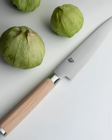 Dao Đa Năng Shun 15.2 cm Cán Gỗ Pakkawood Màu Vàng Sáng, Thép Không Gỉ (DM0701W)