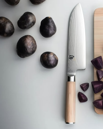 Dao Santoku Shun DM0702W 17.8 cm Cán Pakkawood Vàng Thép Không Gỉ
