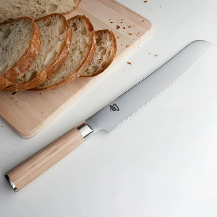 Dao Cắt Bánh Mì Shun 23 cm Cán Gỗ Pakkawood Vàng, Thép Không Gỉ (DM0705W)