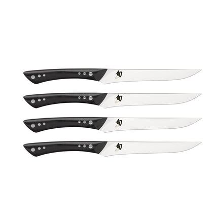 Bộ Dao Steak Shun DMS0430 4 Cây Cán Gỗ PakkaWood Màu Mun Thép Không Gỉ